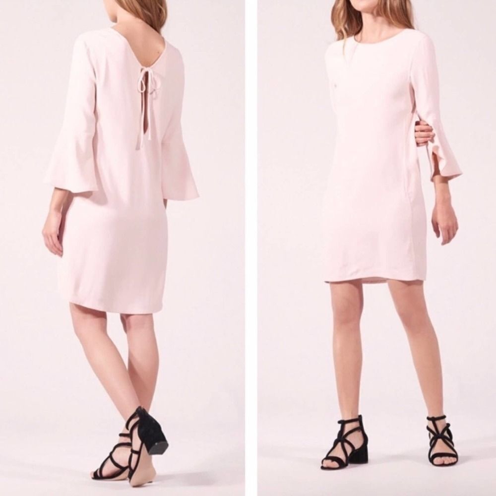 Sandro Paris Rose Nude Mini Dress Bell Sleeves 1